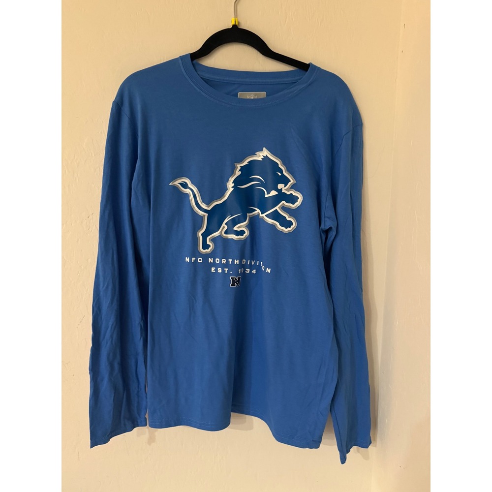 Men's NFL Detroit Lions Long Sleeve T-Shirt Blue NFC North Size Medium-NWT